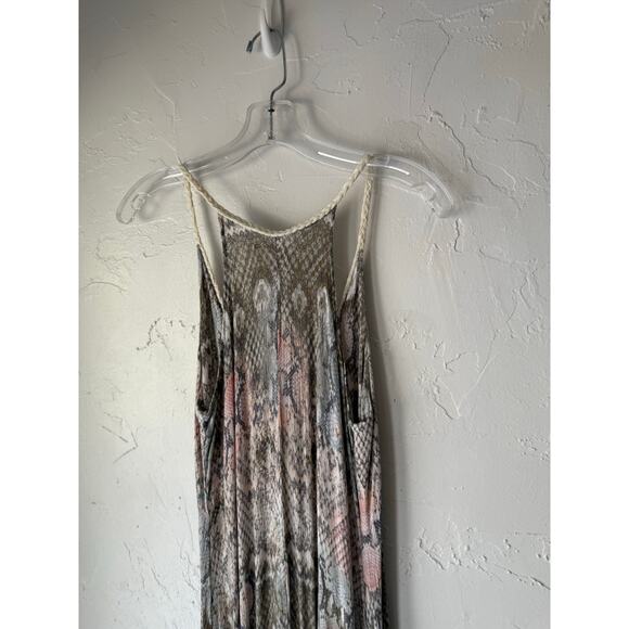 Lovestitch Boho Maxi‎ Dress Small Snake Print Braided Strap Tie Back Rayon Flowy - Picture 7 of 10